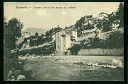 Rovereto Torente Leno Via nuova col castello Cartolina postale