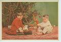 Garcons Noel Chemin de Fer Jouet Carte postale ancienne