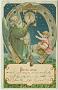 pere noel carte postale ancienne horloge fer  cheval Ange