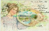 Bad Ems Jugendstil Malerin Litho alte Ansichtskarte Heimatbeleg
