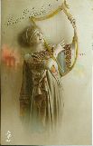 Art Nouveau Harpe Harfe Harp Carte postale ancienne
