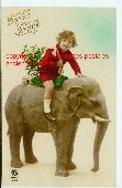 �l�phant enfant Bonne Annee carte postale ancienne